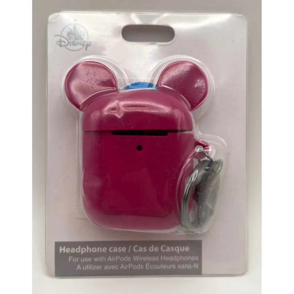 Disney D-Tech Magenta Mickey Mouse Ear AirPods Case Keychain NEW Open Box