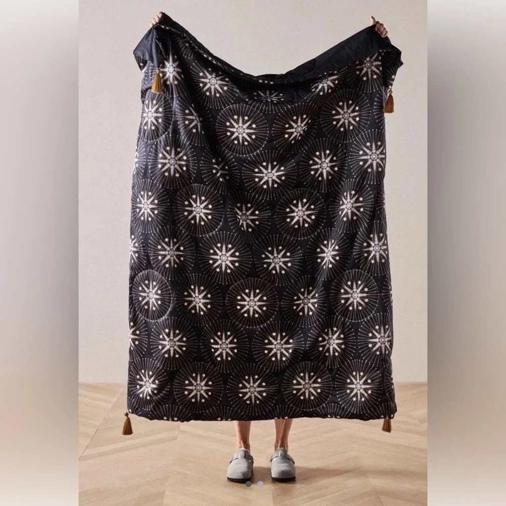 Anthropologie Catherine Martin Black Velveteen Throw