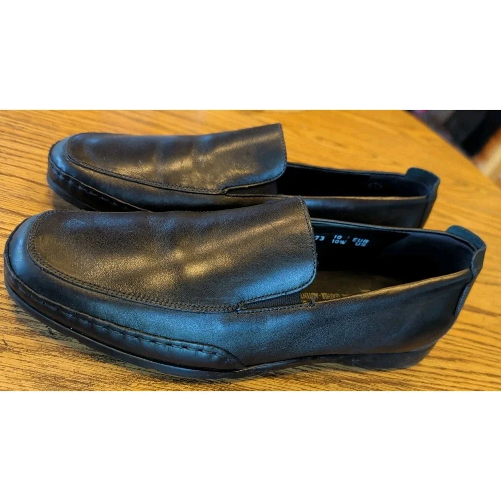 Mephisto Mens 10.5 Black Leather Cool Air Comfort Shoes Loafers Slip On