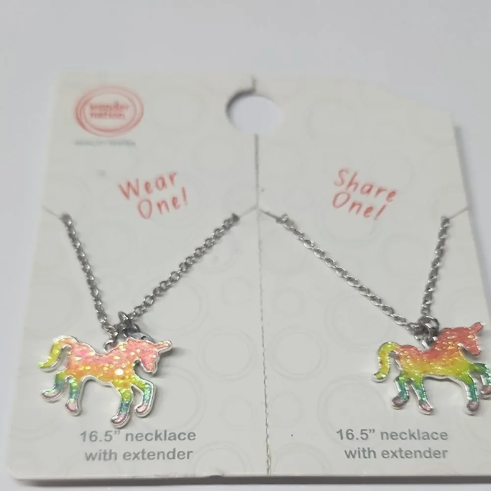 Wonder Nation Rainbow Unicorn Necklace Set BFF Necklaces
