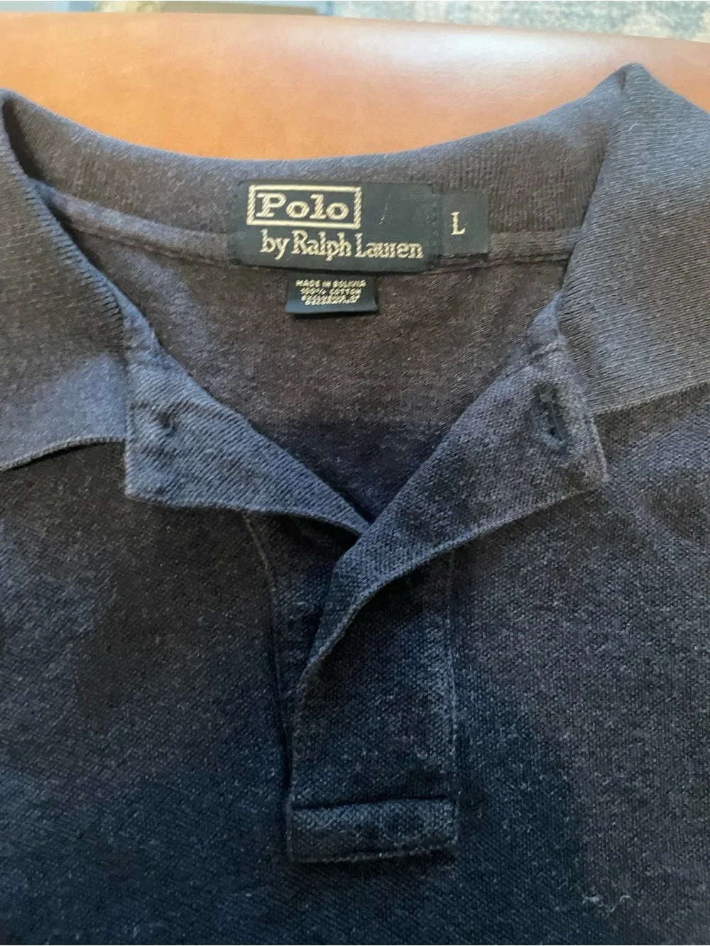 Vintage Polo by Ralph Lauren Men's Navy Long-Sleeve Polo Shirt