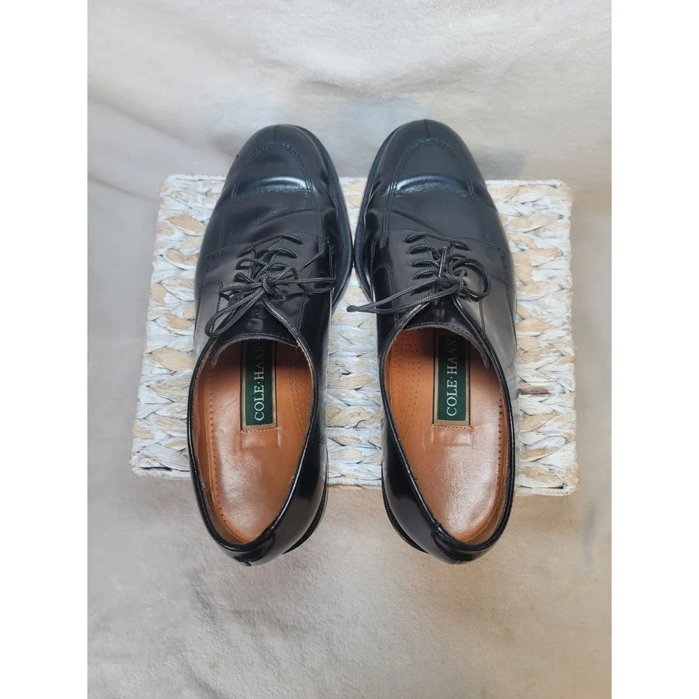 Cole Haan Black Leather Split Toe Derby Dress Shoes Career Oxford Size 9D Formal