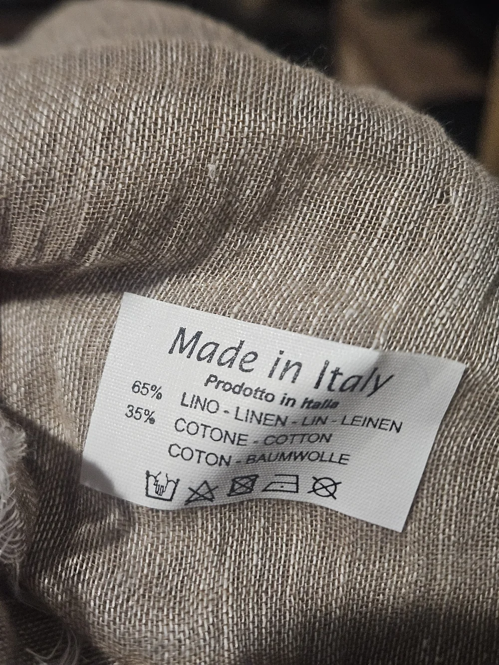 NWT Sandro Ferrone Made in Italy Linen Cotton Fringe Scarf Shawl Taupe Beige
