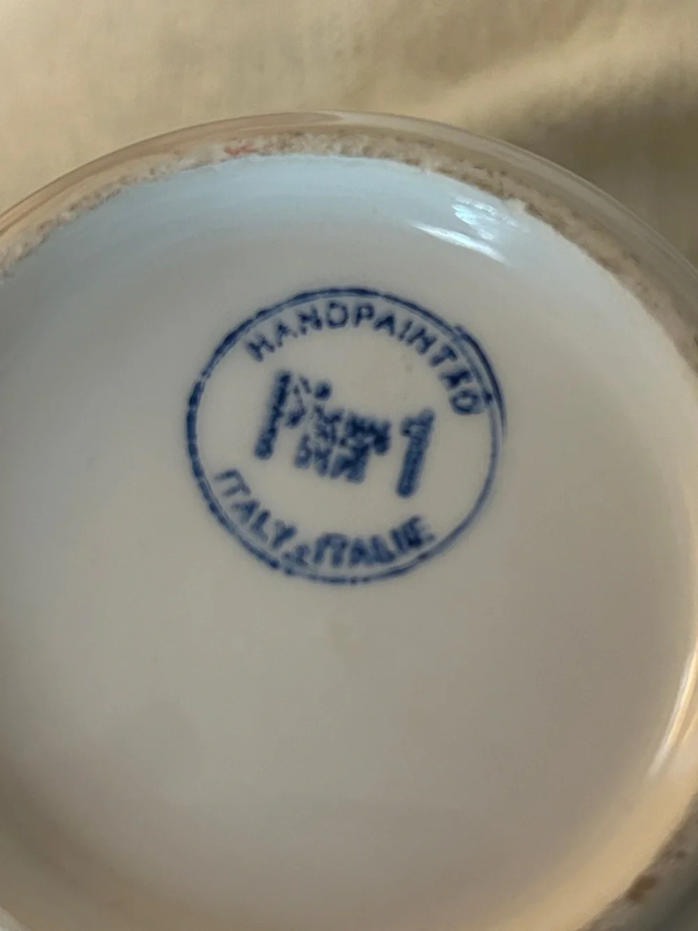 50%offW❤️ pier 1 Tea Cup  made in Italy white blue floral P04 flaw