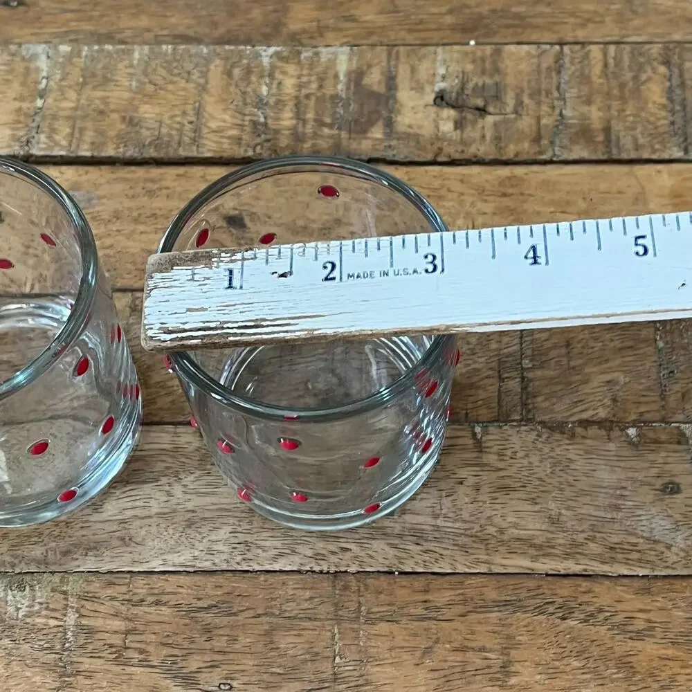 2 Raised Bubble Allover Drinking Glasses Red Polka Dot