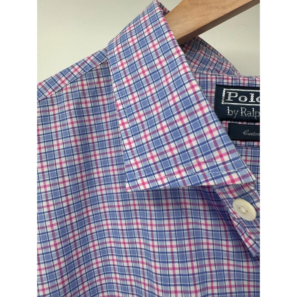 Polo Ralph Lauren Button Down Shirt‎ Mens XXL Blue Pink Plaid