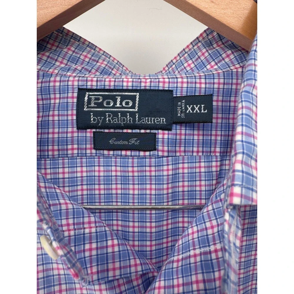 Polo Ralph Lauren Button Down Shirt‎ Mens XXL Blue Pink Plaid