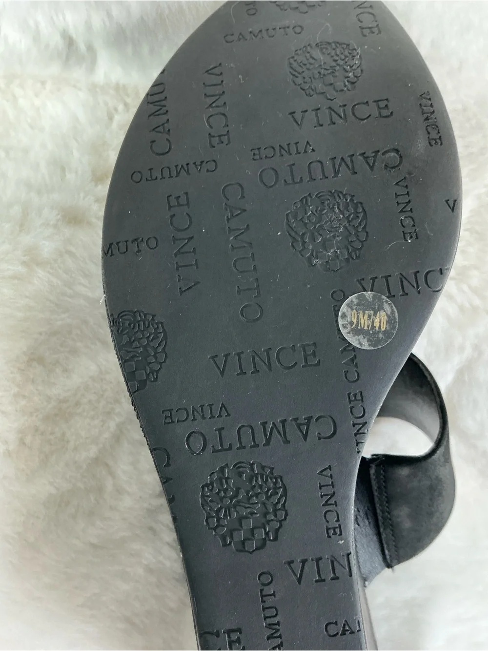 Vince Camuto Black Double-Strap Wedge Slide Sandals