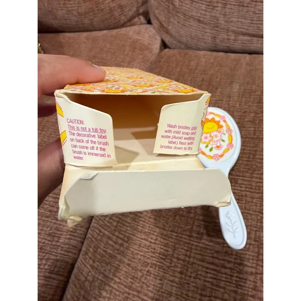 Vintage 1980 Avon Hello Sunshine Kids Hair Brush Retro Flower Power w Box