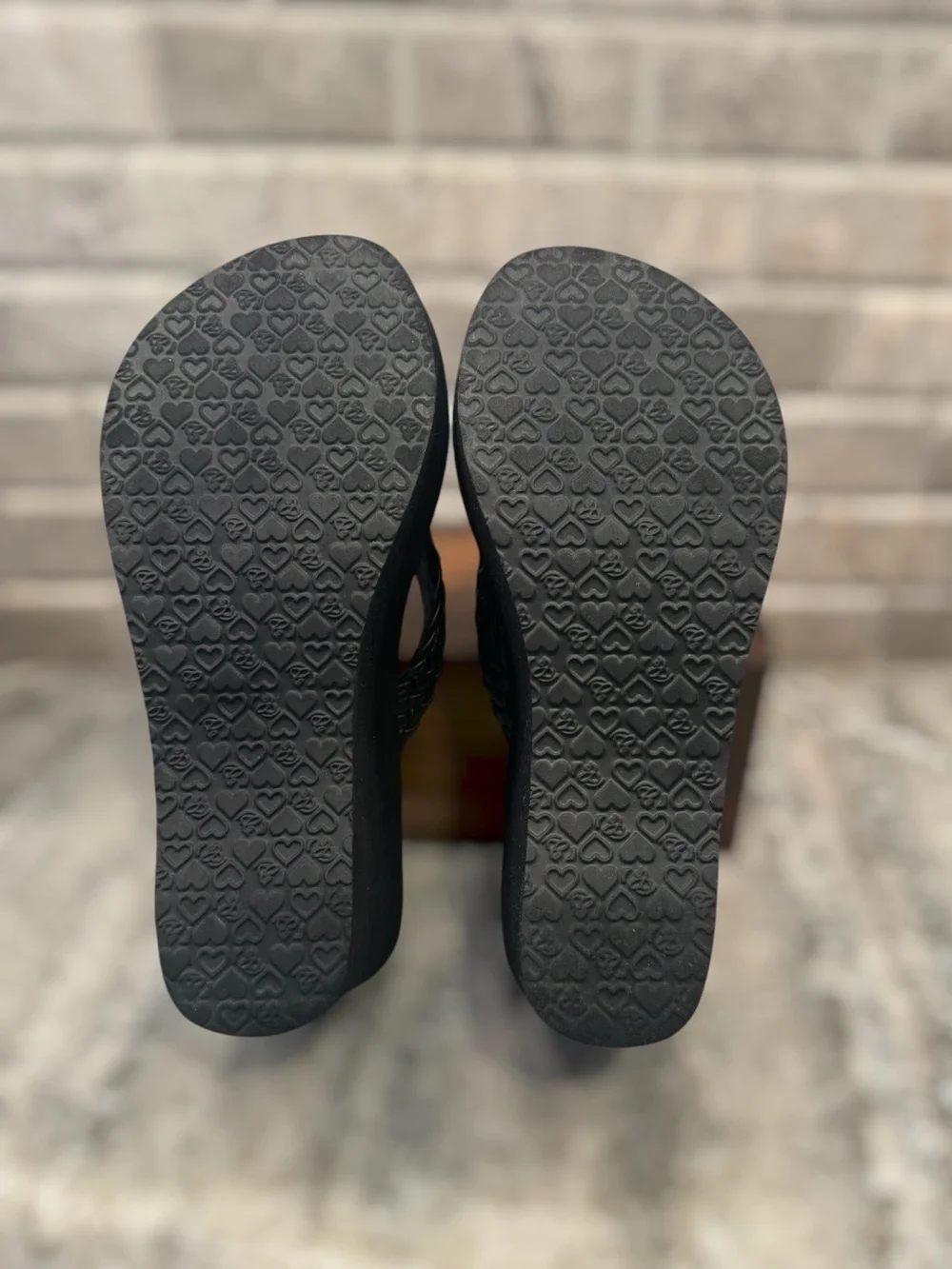 Cobian Zoe Black Cushioned Braided Wedge Flip Flops, 9