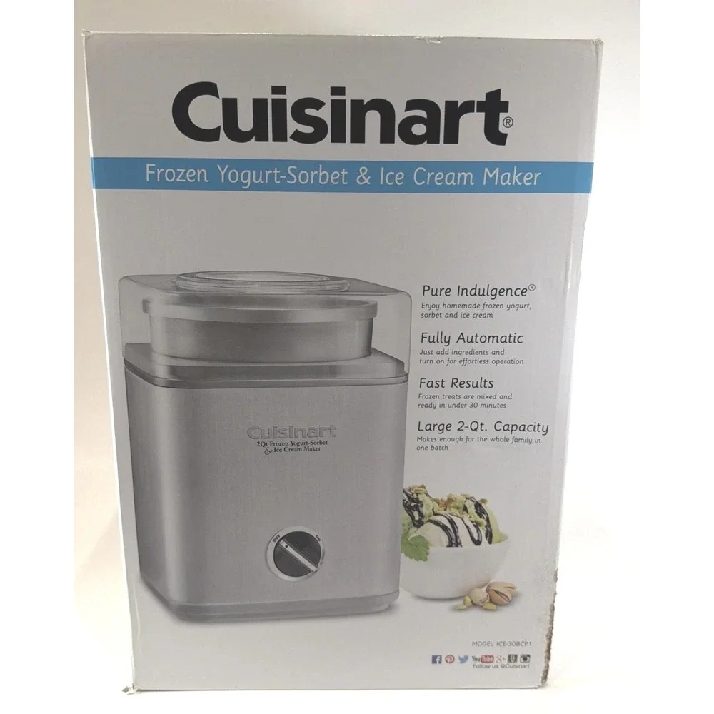 Cuisinart Pure Indulgence 2 Qt Ice Cream Maker Silver ICE-30BCP1 New