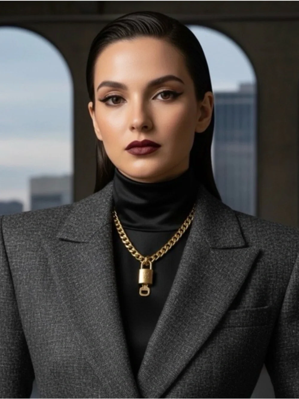 Louis Vuitton  Lock and Key Set Necklace with Unbranded chain