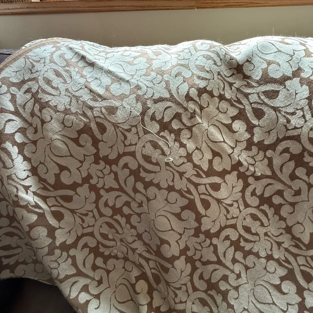 Restoration Hardware Bedford Lava Wool Blend Throw Blanket Damask Fringe RH