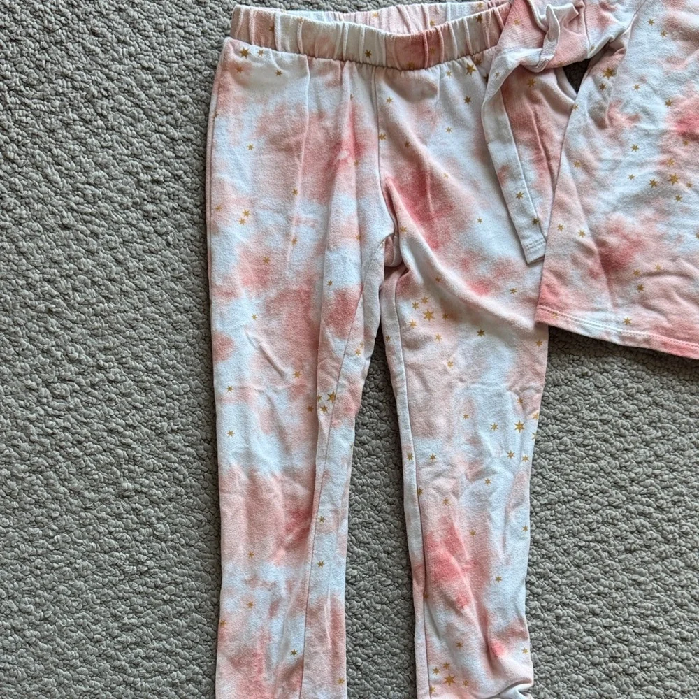 art class Pink Tie-Dye Star Ruffle Sleeve Pajama Set
