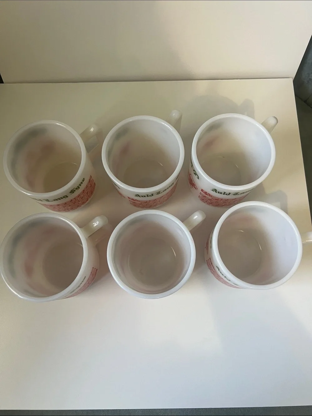 Tom and Jerry Vintage 1950s Hazel Atlas Milk Glass Holiday Punch Cups - 6 cups