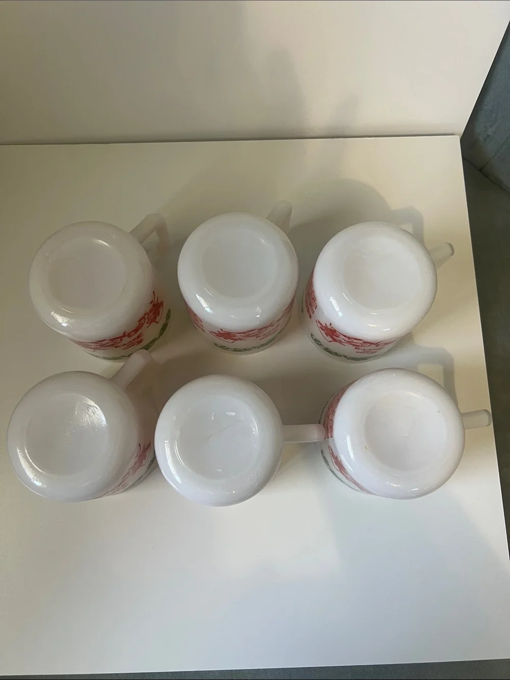 Tom and Jerry Vintage 1950s Hazel Atlas Milk Glass Holiday Punch Cups - 6 cups