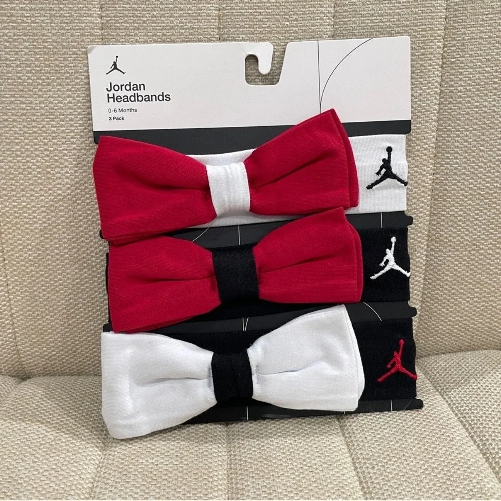 NEW Jordan Headbands Infant 0-6 Months 3-Pack Bow Logo Accessory