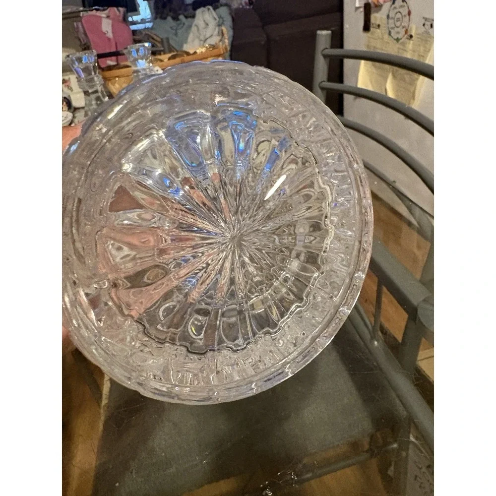 Godinger Shannon Lead Crystal Biscuit Jar Candy Covered Lidded Dish Heavy 7.5