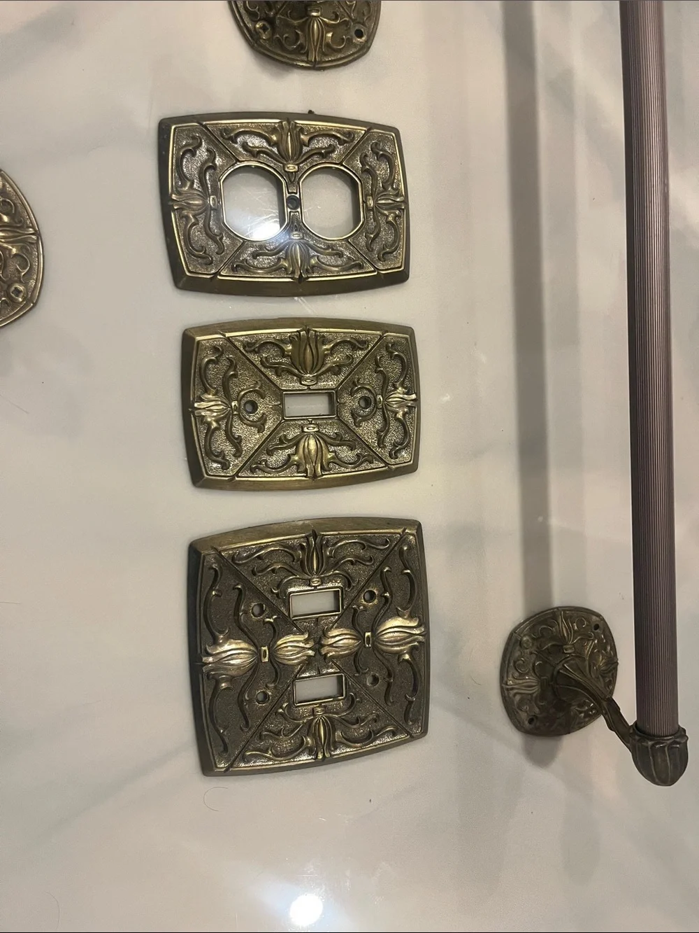Vintage Brass-Tone Wall Hook & Decorative Hardware Set
