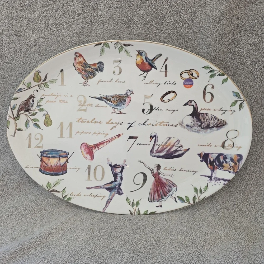 Better Homes & Gardens 12 Days Of Christmas Oval Serving Platter 19x14