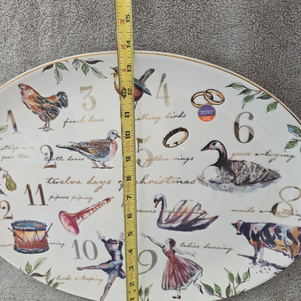 Better Homes & Gardens 12 Days Of Christmas Oval Serving Platter 19x14