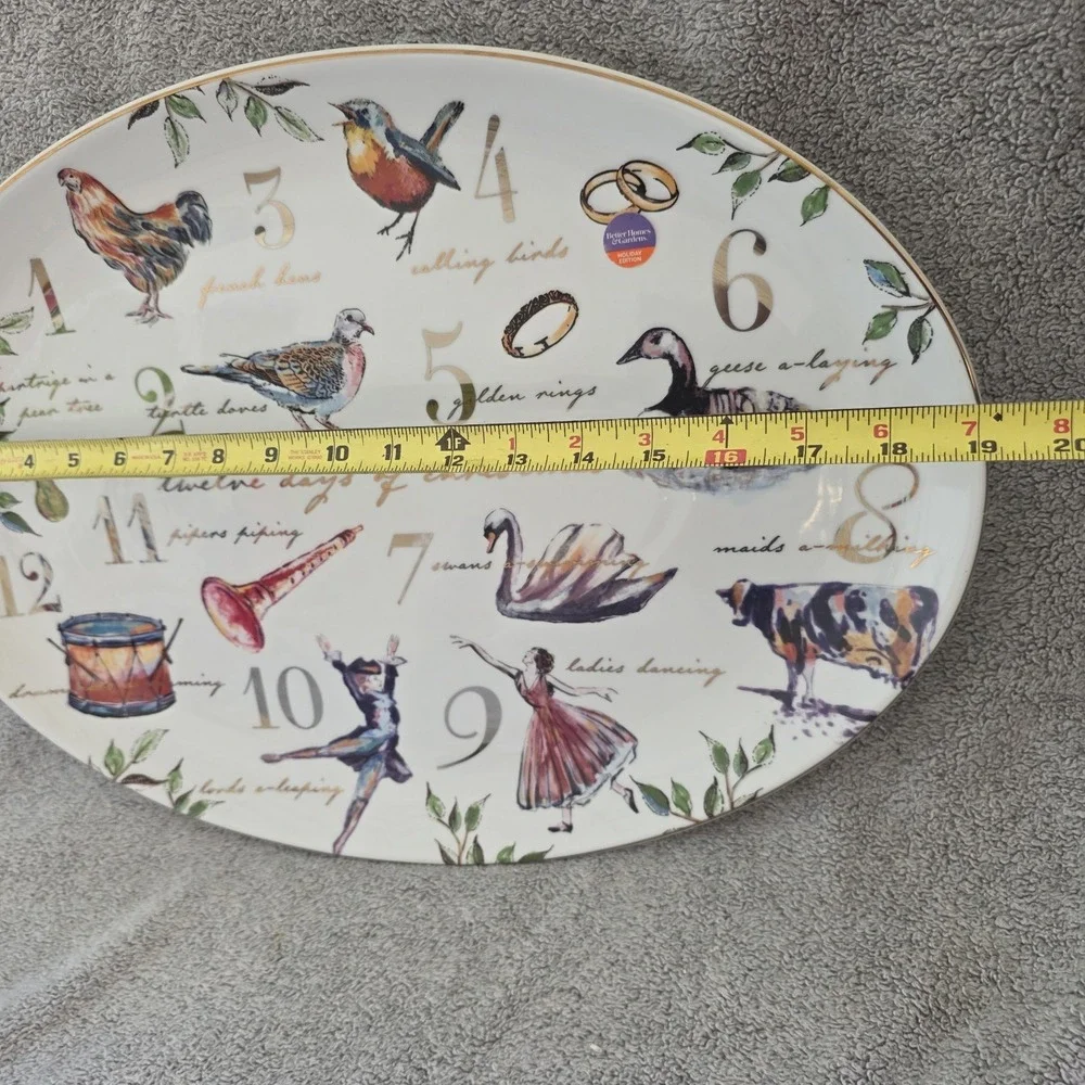 Better Homes & Gardens 12 Days Of Christmas Oval Serving Platter 19x14
