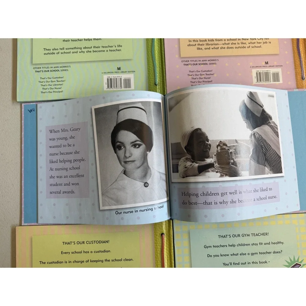 That's Our School Book Set Ann Morris Peter Linenthal Teacher Nurse Librarian 6p