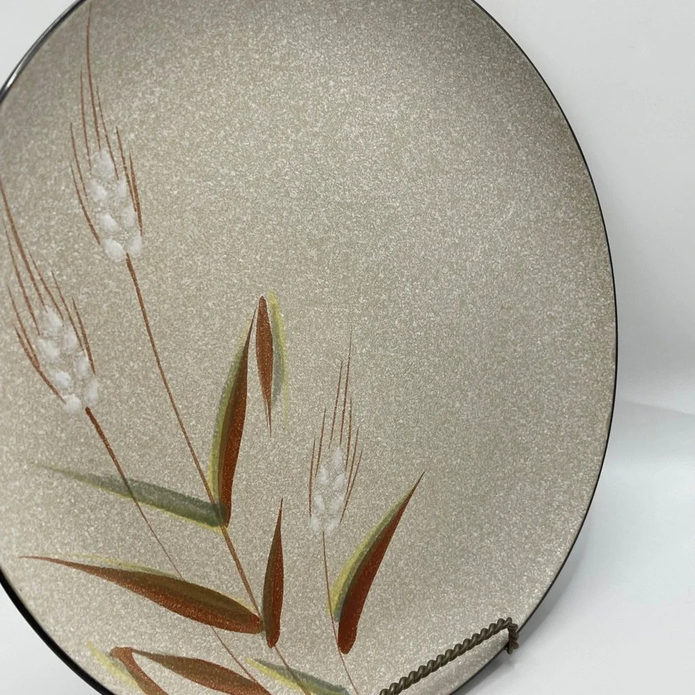 Vintage Ucagoo Wild Rice Stoneware‎ Chop Plate Round Platter Wheat Japan MCM