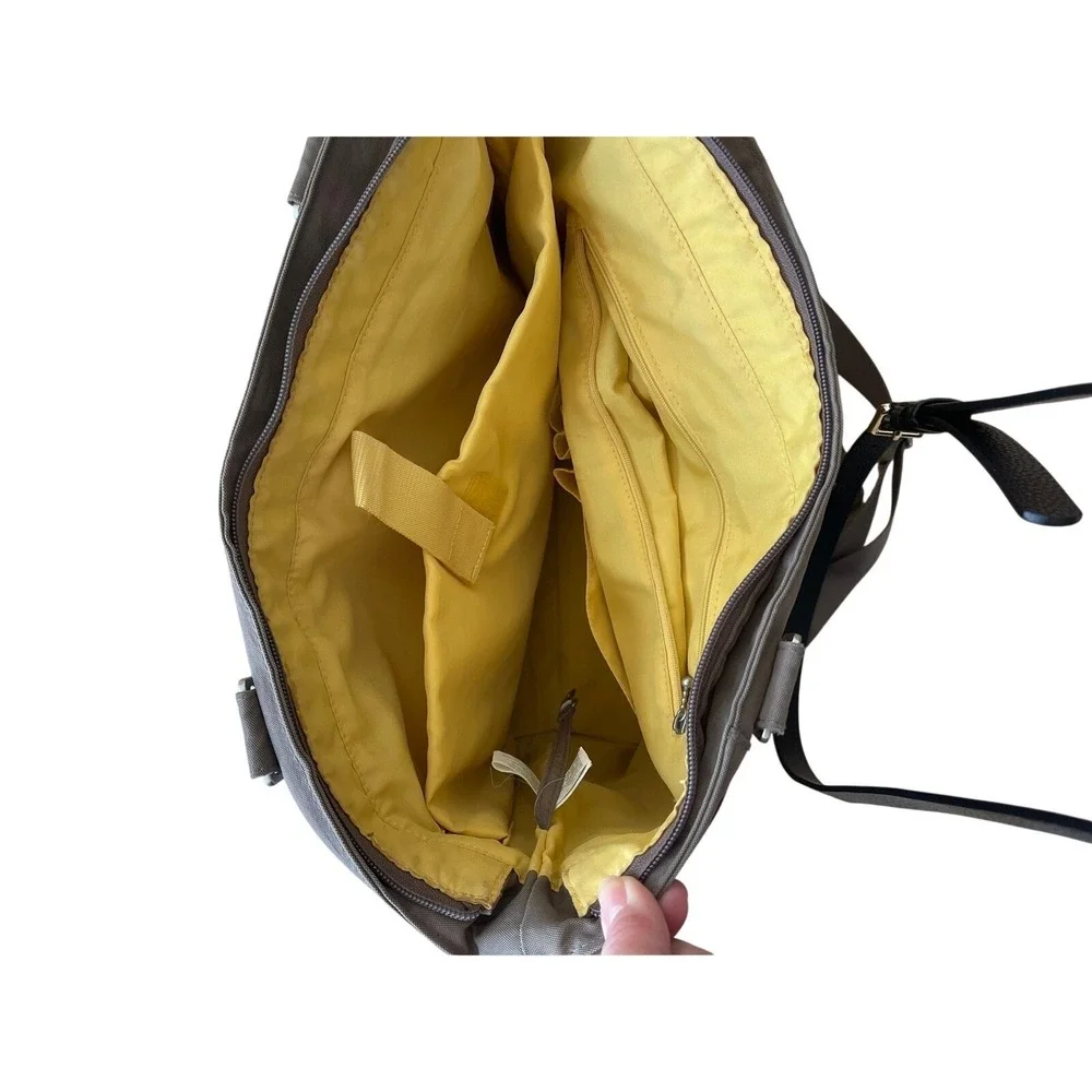 Baggallini Mushroom Brown Nylon Laptop Tote Bag‎ Crossbody Travel Work Bag