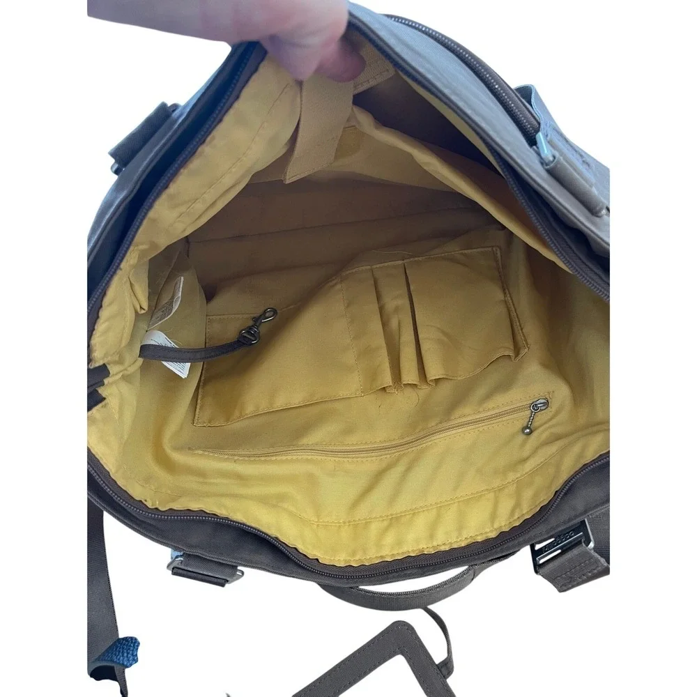 Baggallini Mushroom Brown Nylon Laptop Tote Bag‎ Crossbody Travel Work Bag