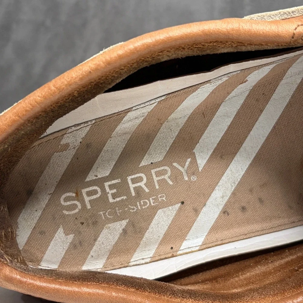 Sperry Top-Sider Boat Shoes Mens 13 Tan Leather STS17359 Classic Nautical Casual