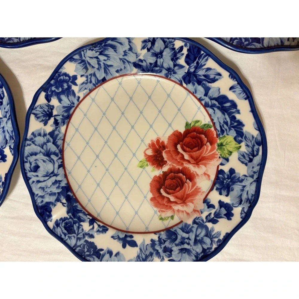 The Pioneer Woman Set of 4 Heritage Floral Ceramic Dinner Plates