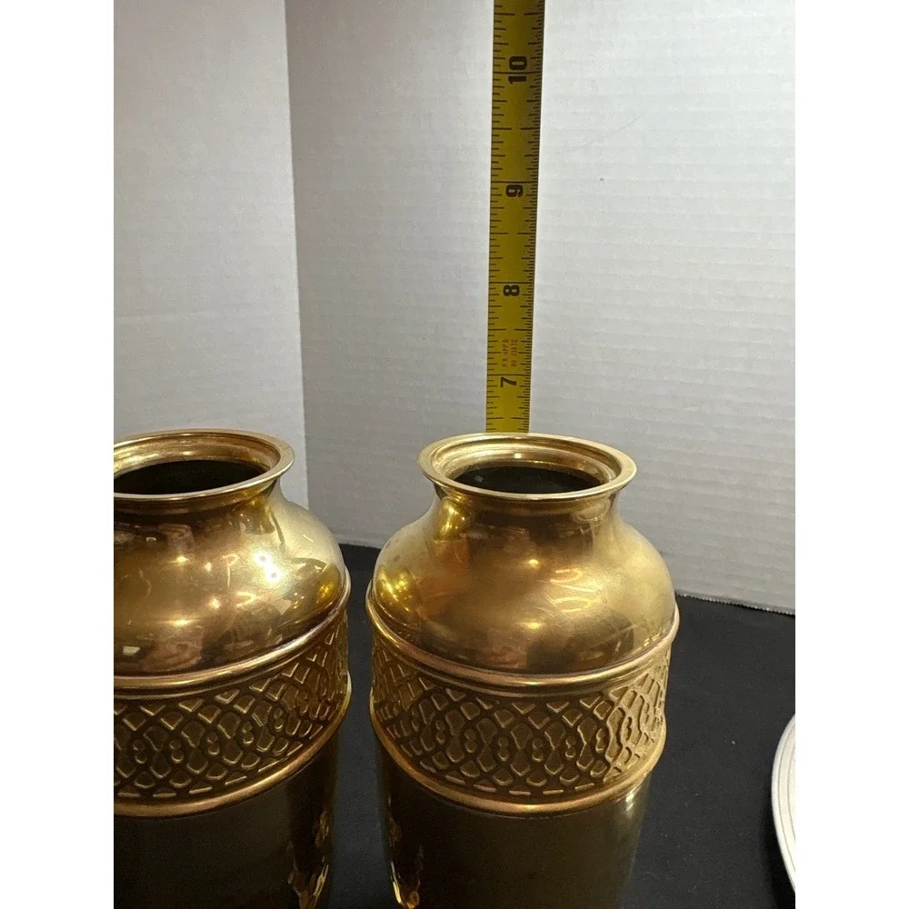 Vintage Brass Vases Pair‎ Made in England Decorative Home Decor Set