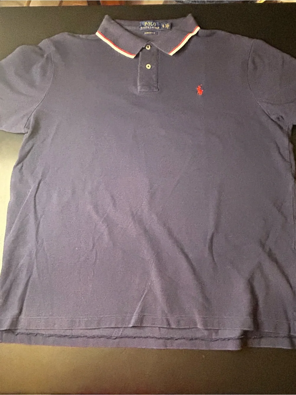 Ralph Lauren Navy Polo with Red Logo and Contrast Collar
