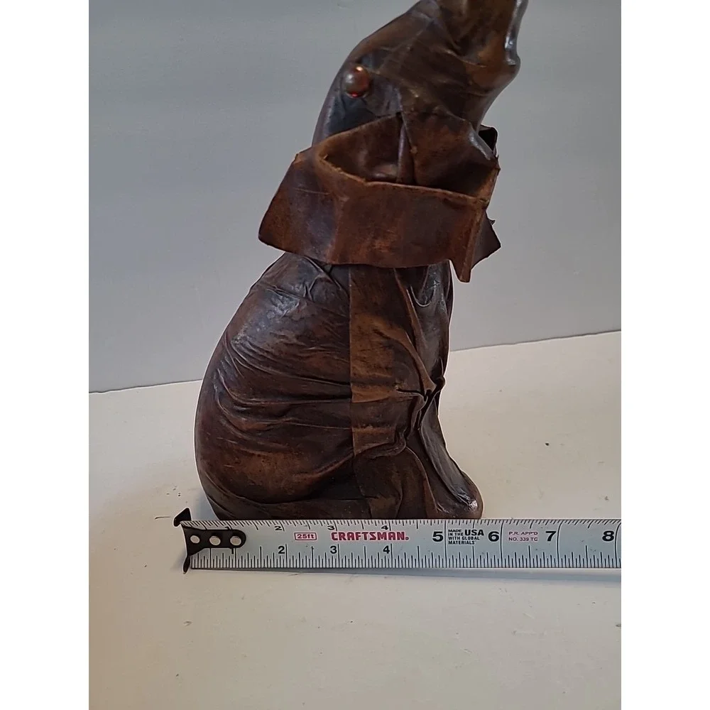 Vintage‎ Vetropelle Brown Leather Wrapped Elephant Gold Chain Wine Bottle