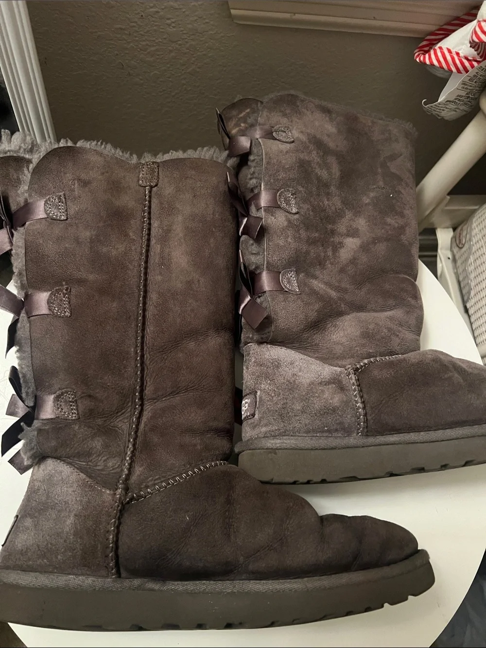 Ugg Tall Bow Boots in Dark Grey