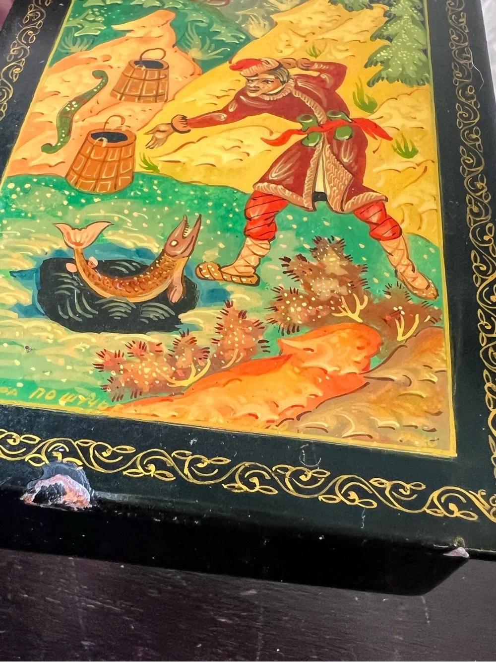 Vintage 1980s Russian Mstera Lacquer Box, By the Pike’s Command