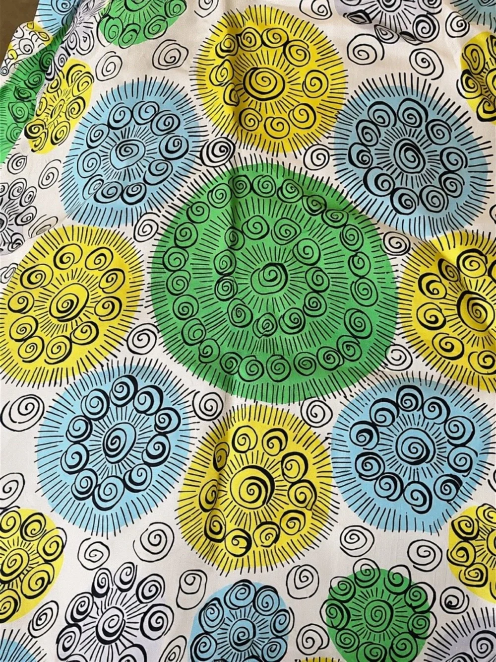 Women’s Green &‎ Blue Patterned Silk Scarf with Rust Border