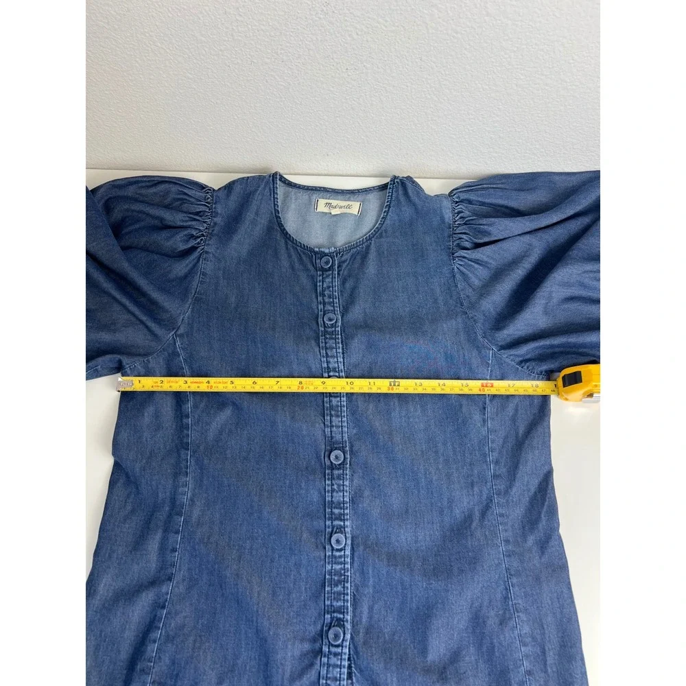 Madewell Puff Sleeve Lyocell Chambray Top Romantic Academia French Blue Sz 6