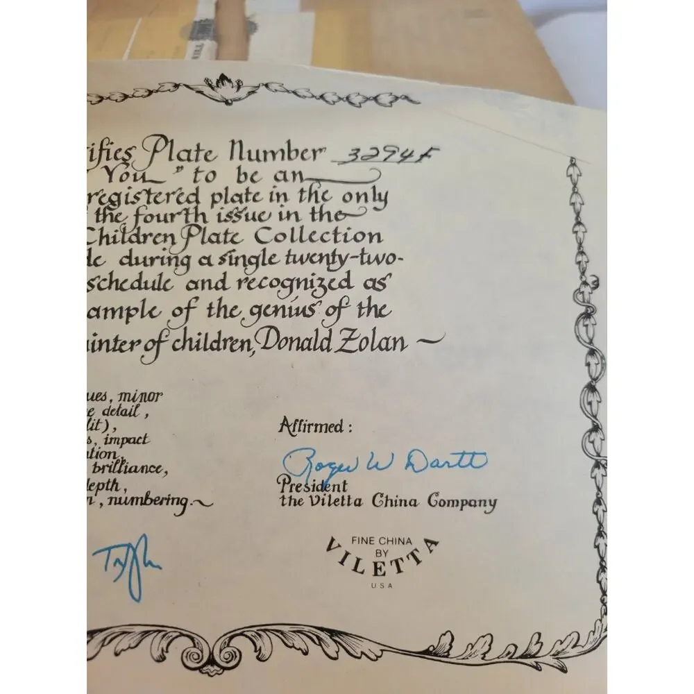 Vtg 1981 Pemberton & Oakes For‎ You by Donald Zolan Plate w/ COA & Box #3294F