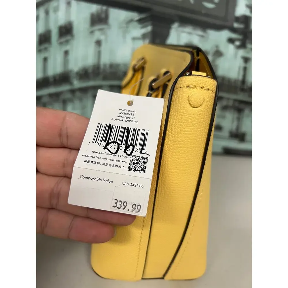 Kate Spade WKR00438 Darcy Small Dome Satchel, Daybreak Yellow Leather Crossbody