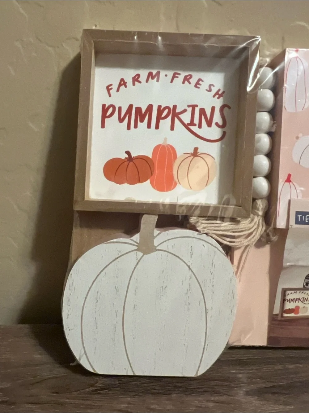 Target Bullseye Fall Decor Tiered Tray Signs Pumpkins Wood Orange NWT