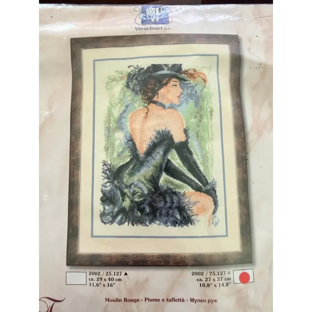 Vervaco Verachtert Moulin Rouge Cross Stitch Kit‎ Lady Portrait Vintage New