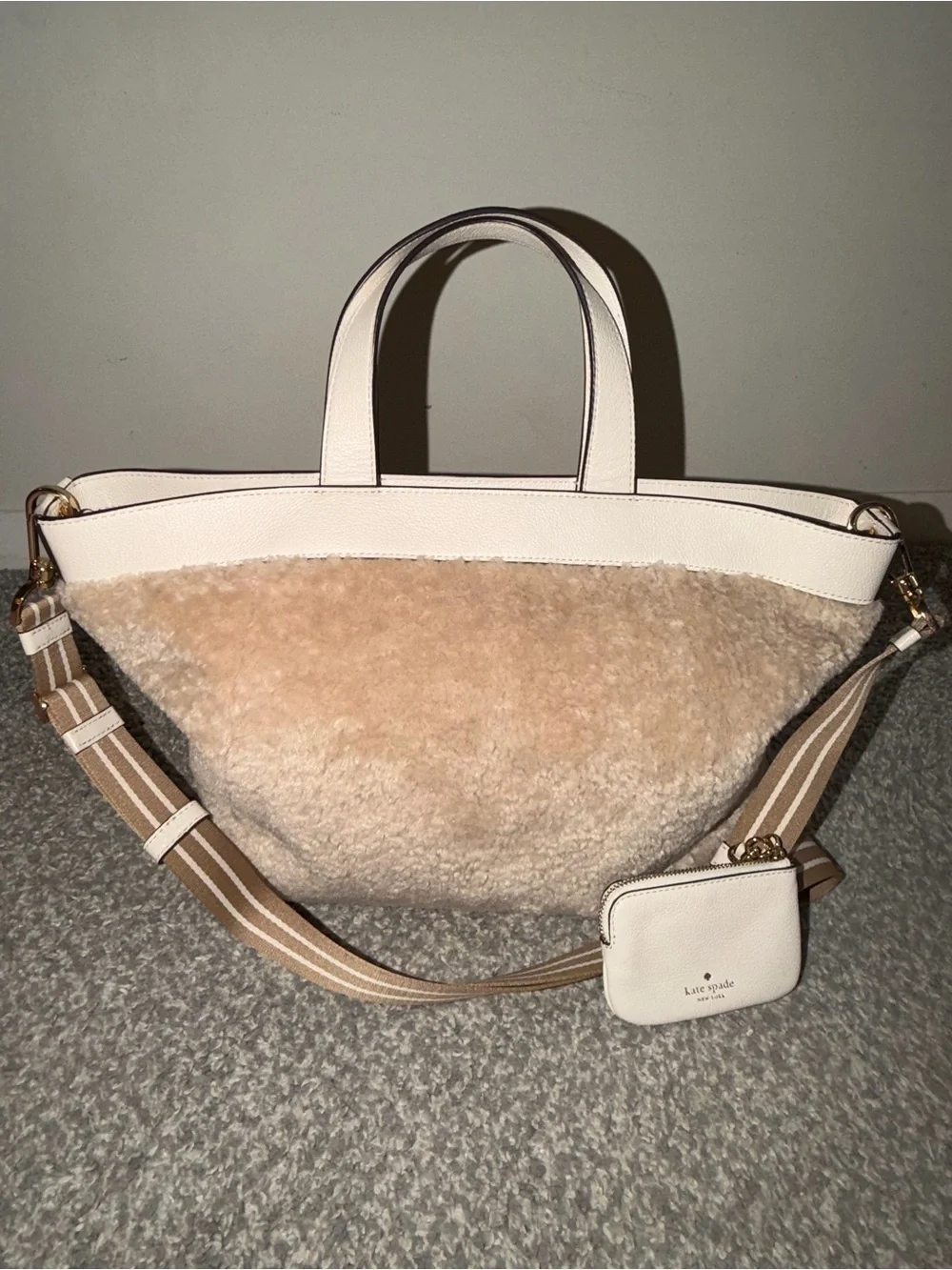 Kate Spade New York Rosie Satchel Tote Faux Shearling