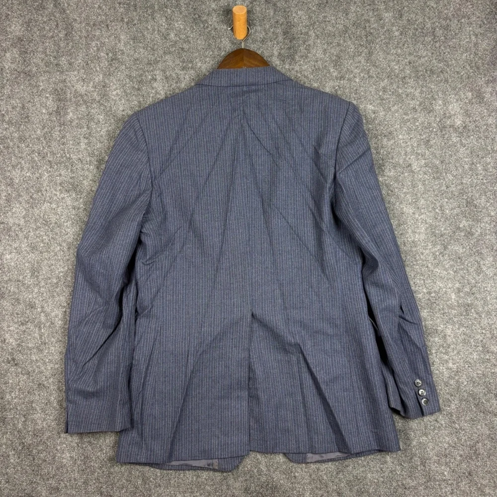 Dormeuil Vintage Mens Pinstripe Blazer Blue Wool Made in France Sport Coat 50