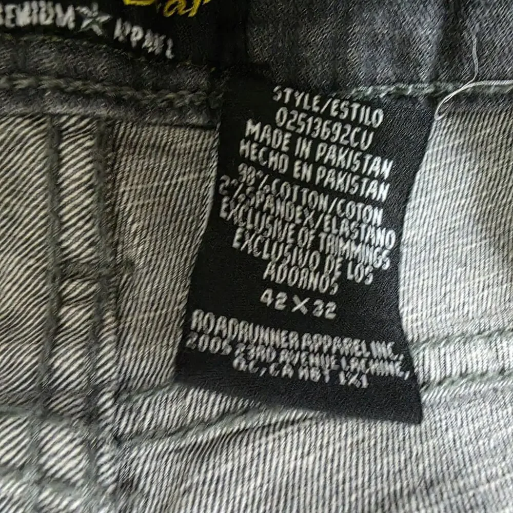 Urban Star Men's Relaxed Fit Gray Wash Straight Leg Stretch Jeans 42x32
