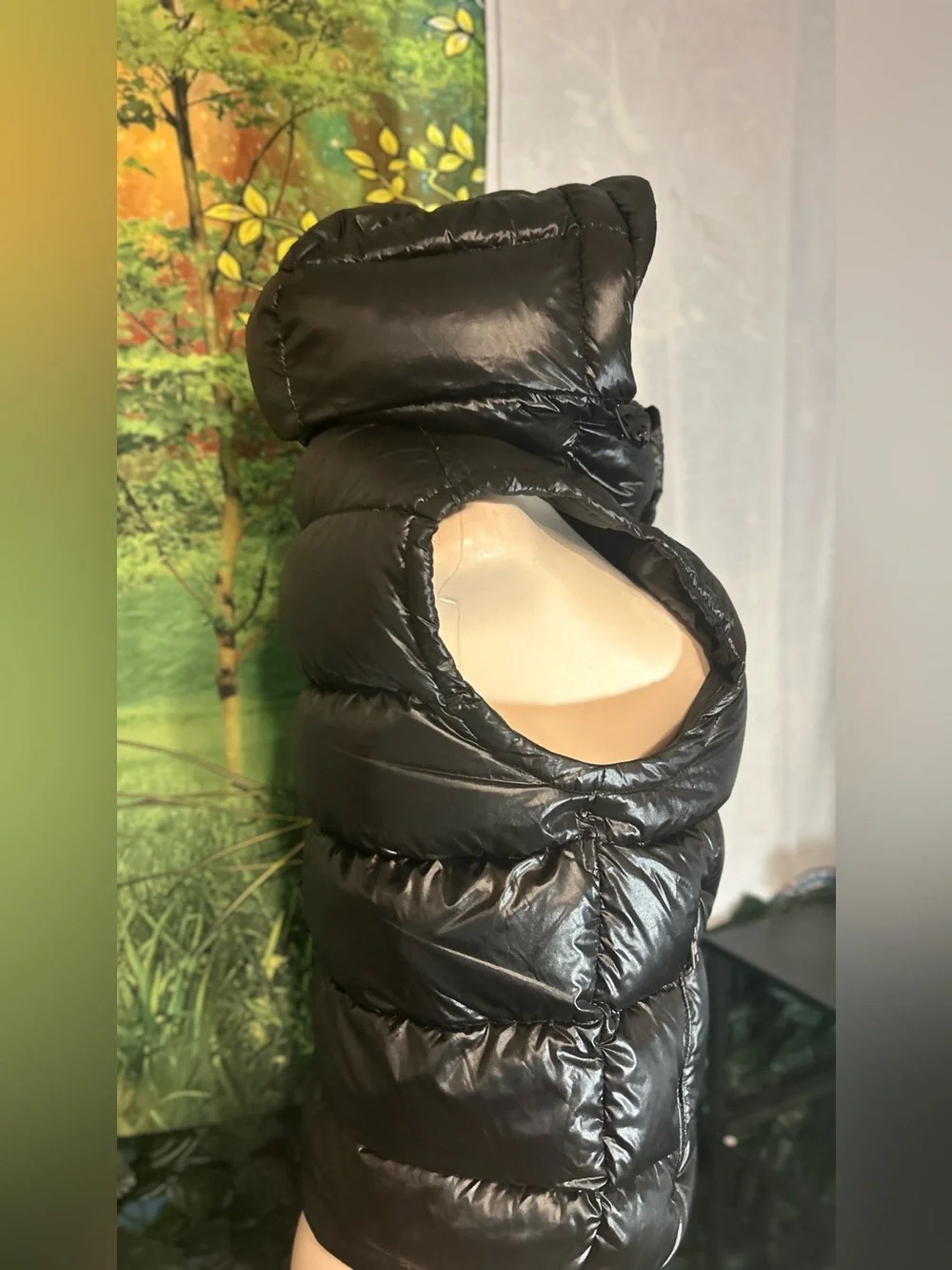 Moncler Bormes Authentic Shiny Black Puffer Hooded Vest | Size: 2
