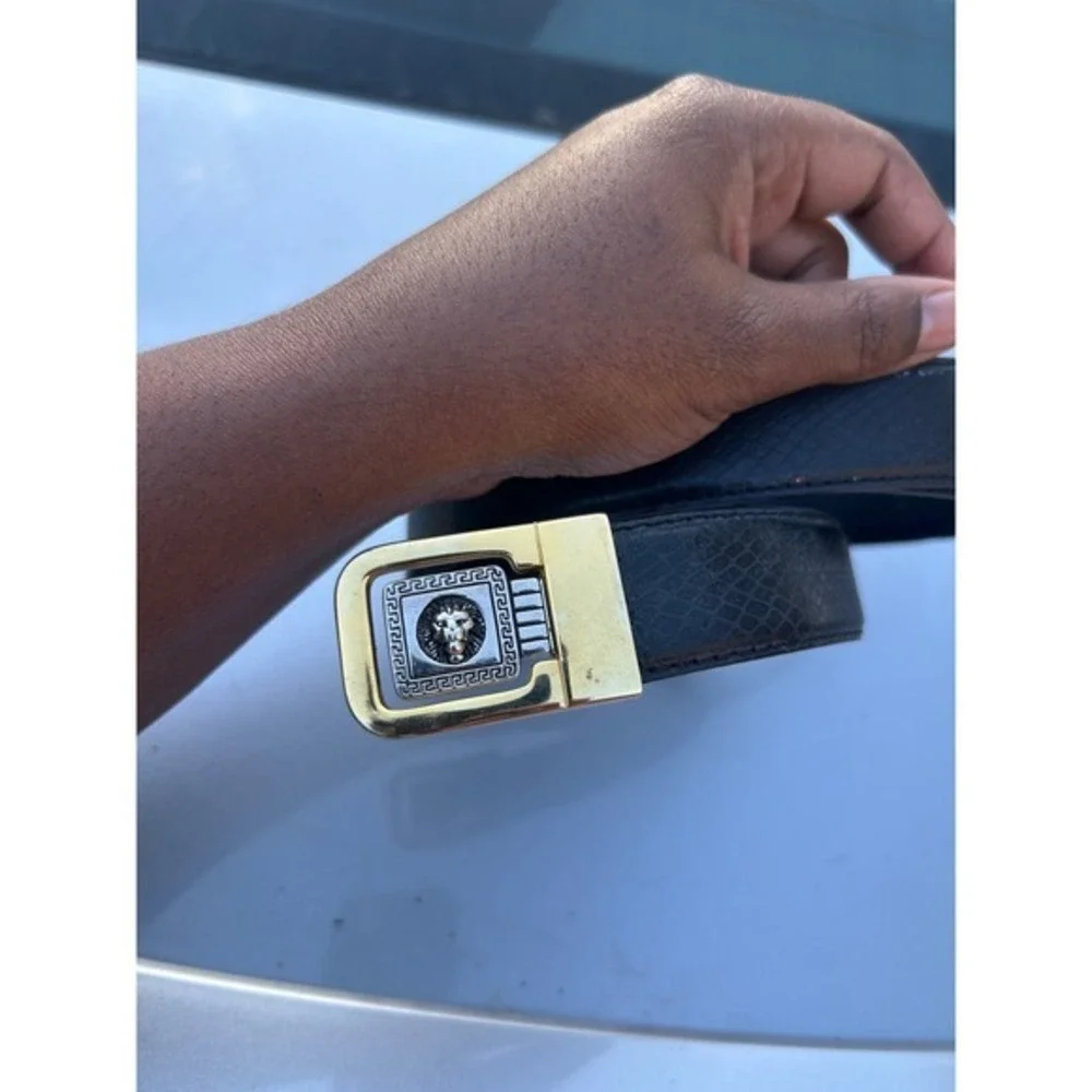 Vintage Lion Head V style Logo Clamp Buckle‎ belt Fits 1