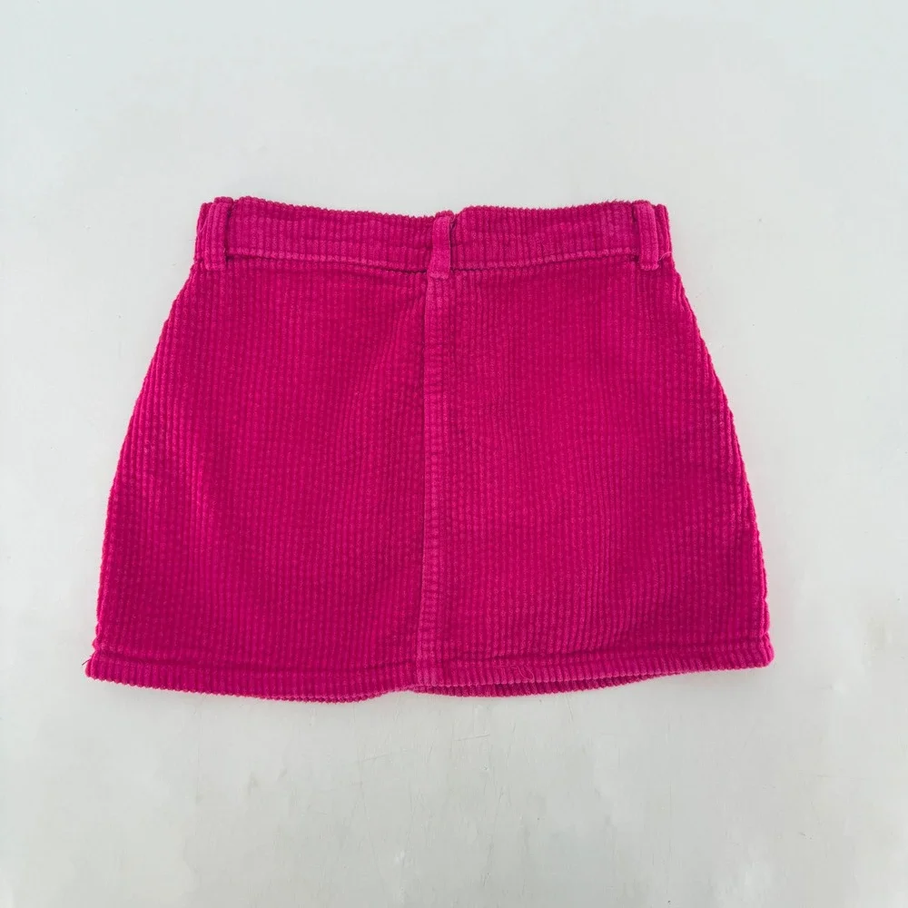 Old Navy‎ Girls Corduroy Skirt Pink Button Front Pockets Size S (6-7)