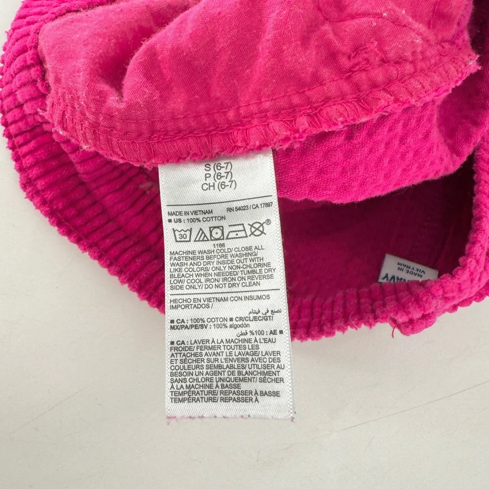 Old Navy‎ Girls Corduroy Skirt Pink Button Front Pockets Size S (6-7)